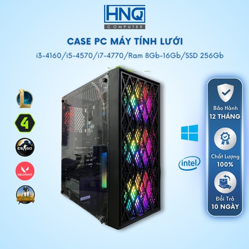 Bộ case Máy Tính HNQ Case PC H81, i3 4160, i5 4570, i7 4770 Ram 8G, SSD 256Gb, VGA GTX 7xx