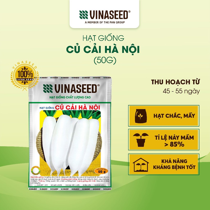 Hạt Giống Củ Cải Hà Nội Vinaseed gói 50g