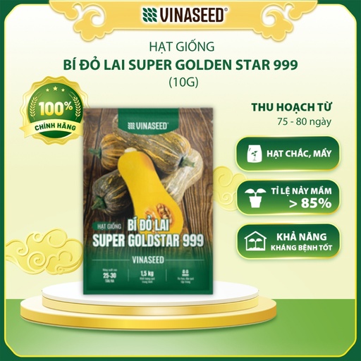 Hạt Giống Bí Đỏ Lai F1 Supper Gold Star 999 Vinaseed túi 10g