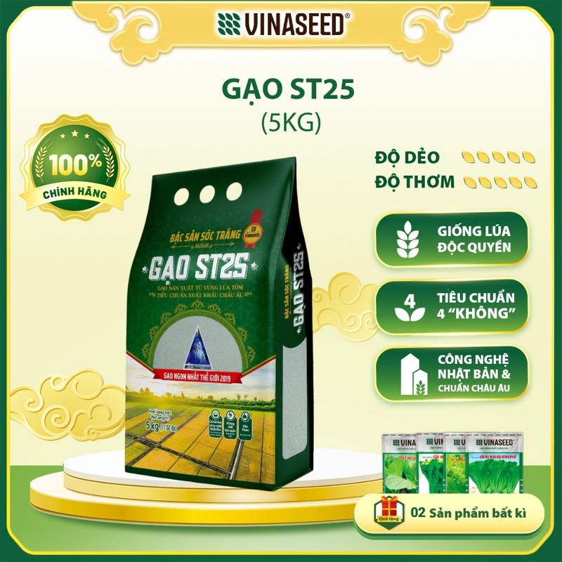 Gạo Vinaseed ST25 ngon nhất thế giới năm 2019 - 5kg (mới)
